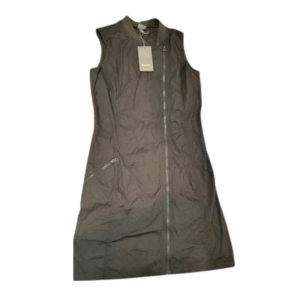 Bench Olive Green Sleeveless Zip‑Front Dress  Size S NWT